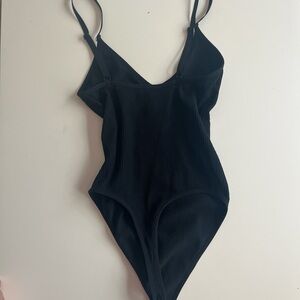 Black Ribbed Bodysuit